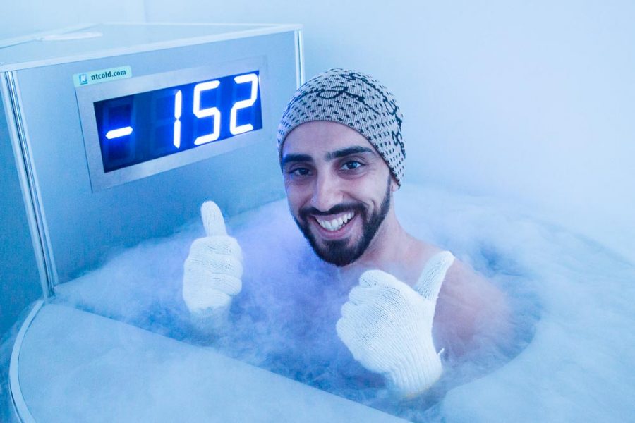 Man Trying whole body cryotherapy in Sydney