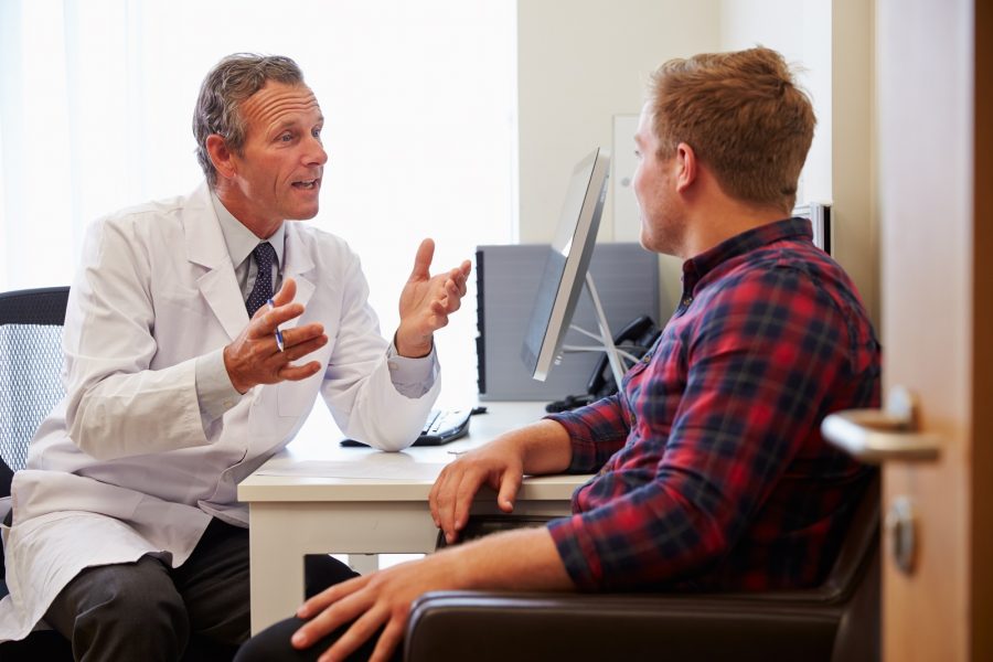 Patient talking to a doctor